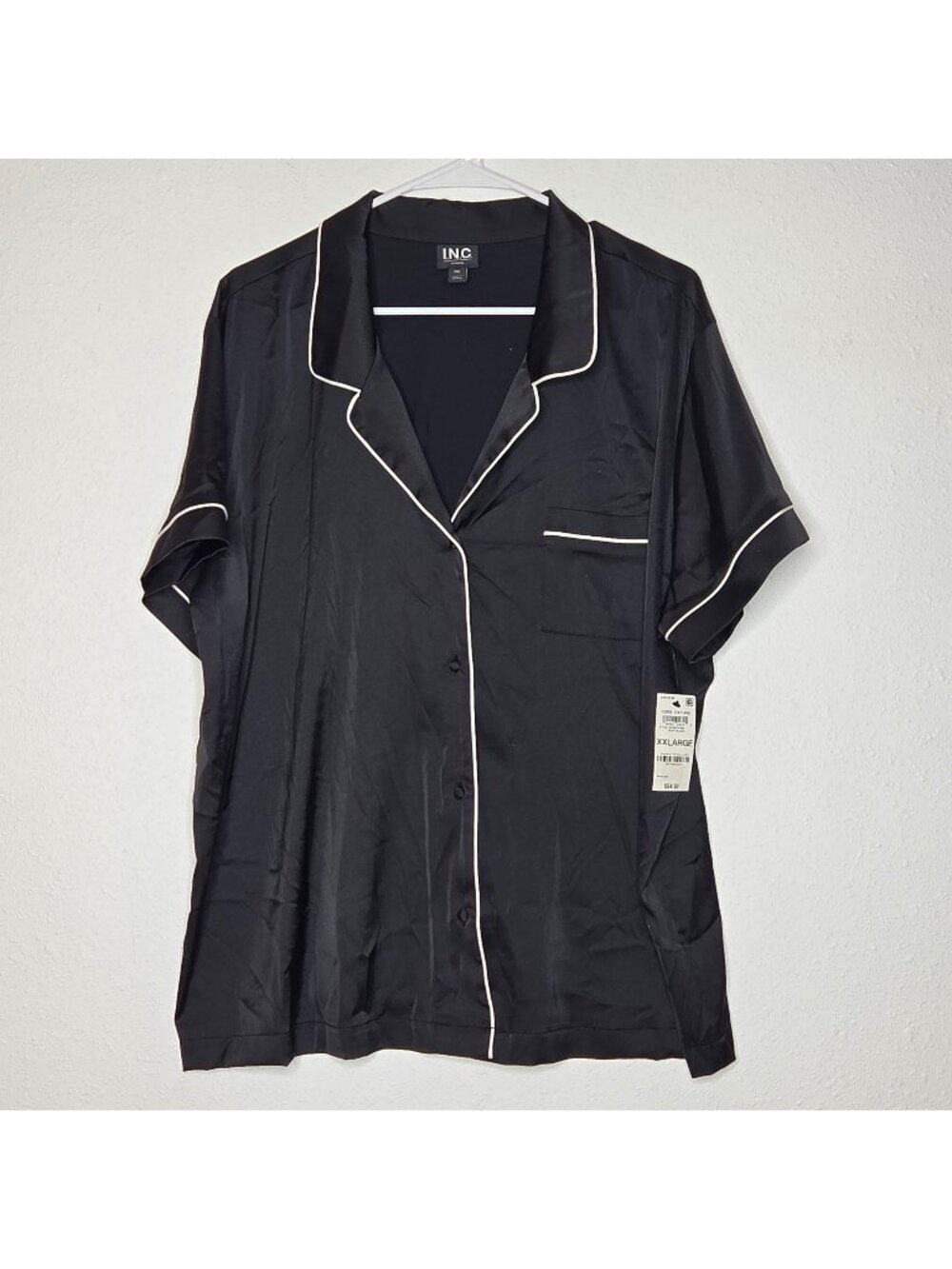 I.N.C. International Concepts Women's Stretch Satin Short-Sleeve Pajama Top